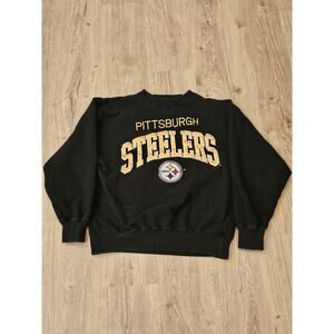 Vintage Logo Athletic Embroidered Pittsburgh Steelers NFL Sweatshirt Large Black